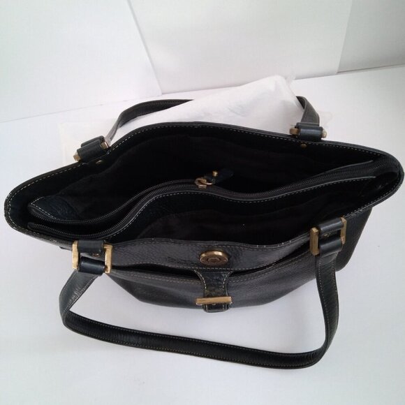 Etienne Aigner Roomy Black Pebbled Leather Shoulder Bag Vintage Western Look - Picture 7 of 11